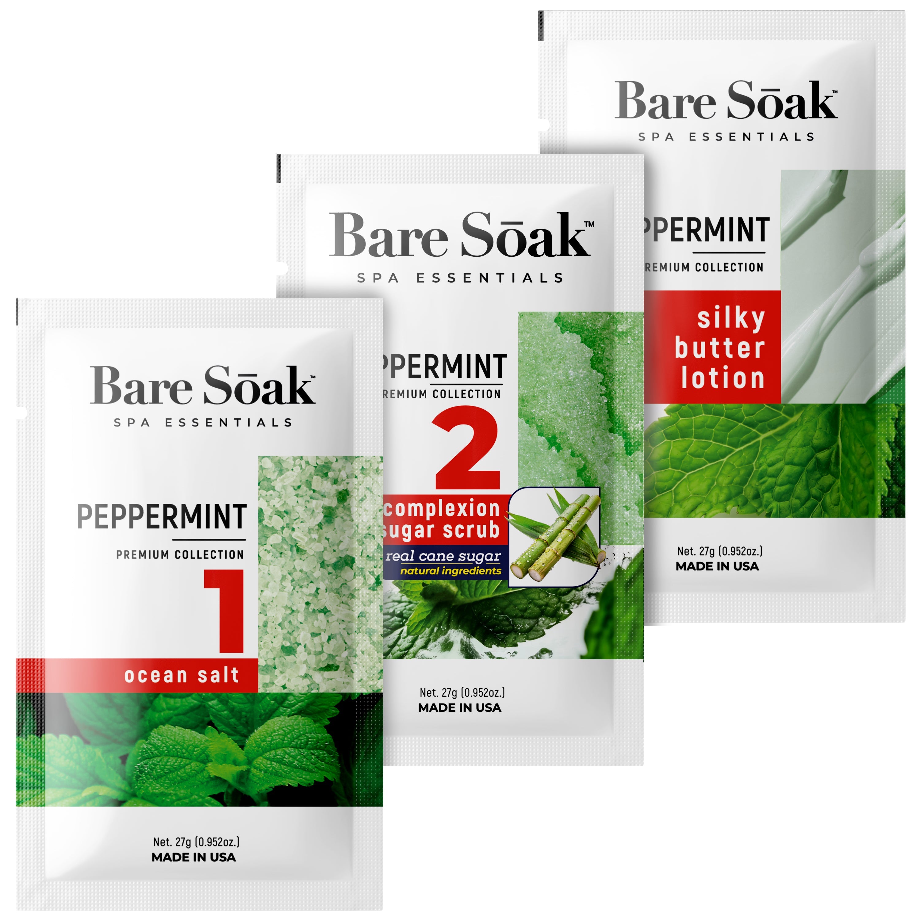 Bare Soak 3 Steps - Peppermint (95 kits)